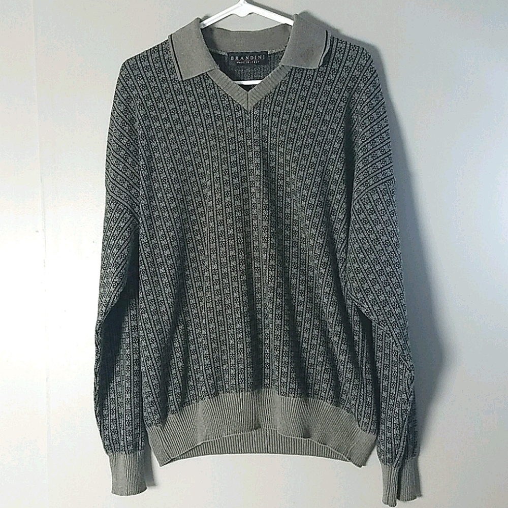 Wool blend Brandini collared sweater, XL